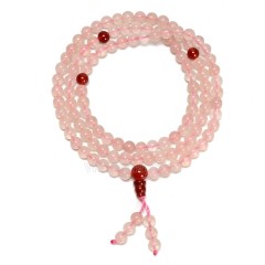 Rose Quartz Smooth Round Beads Necklace Bracelets, with Red Agate, Approx 6mm, 66cm Long, Sell by Piece