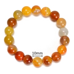 Yellow Red Agate Smooth Round Beads Stretch Bracelets, Approx 10mm, Sell by Piece
