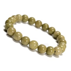 Matcha Alashan Agate Smooth Round Beads Stretch Bracelets, Approx 8mm, Sell by Piece