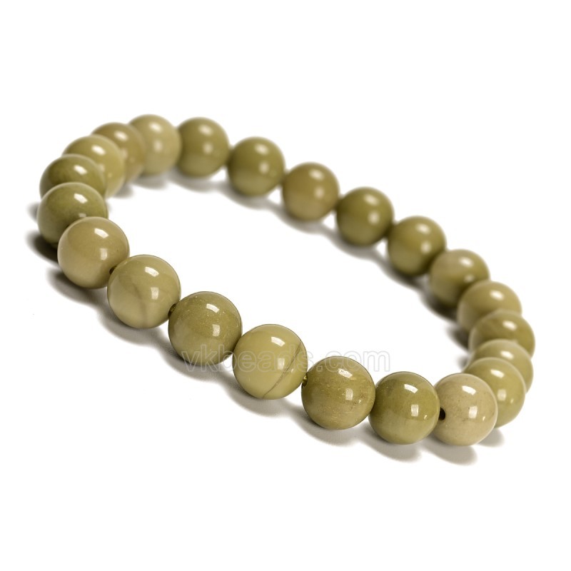 Matcha Alashan Agate Smooth Round Beads Stretch Bracelets, Approx 8mm, Sell by Piece