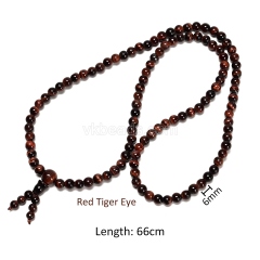 AB+ Grade Red Tiger Eye Smooth Round Beads Necklace Bracelets, Approx 6mm, 66cm Long, Sell by Piece