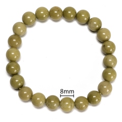 Matcha Alashan Agate Smooth Round Beads Stretch Bracelets, Approx 8mm, Sell by Piece