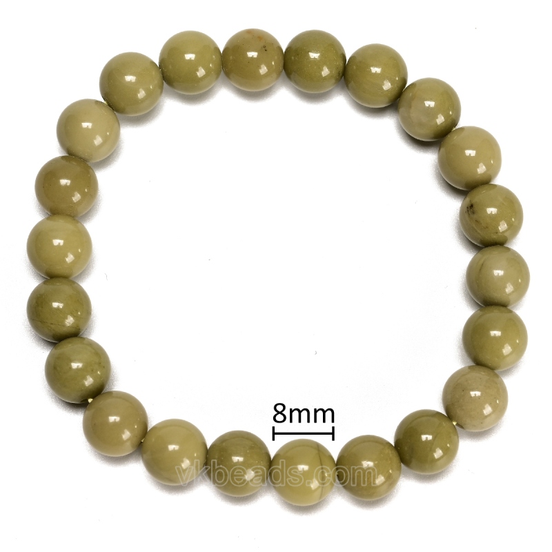 Matcha Alashan Agate Smooth Round Beads Stretch Bracelets, Approx 8mm, Sell by Piece