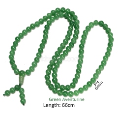 Green Aventurine Smooth Round Beads Necklace Bracelets, Approx 6mm, 66cm Long, Sell by Piece