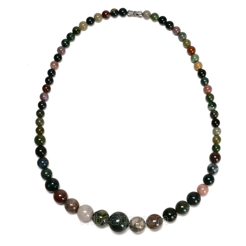 Fancy Jasper/Indian Agate Graduated Smooth Round Necklaces, Approx 6-14mm, Sell by Piece