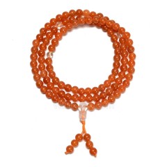 Red Aventurine Smooth Round Beads Necklace Bracelets, with Clear Quartz, Approx 6mm, 66cm Long, Sell by Piece