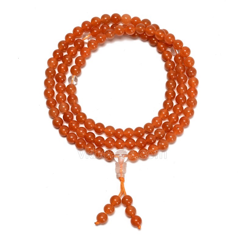 Red Aventurine Smooth Round Beads Necklace Bracelets, with Clear Quartz, Approx 6mm, 66cm Long, Sell by Piece