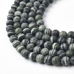 Green Zebra Jasper Matte Round Beads Strands, Approx 4-10mm, 36-38cm/strand