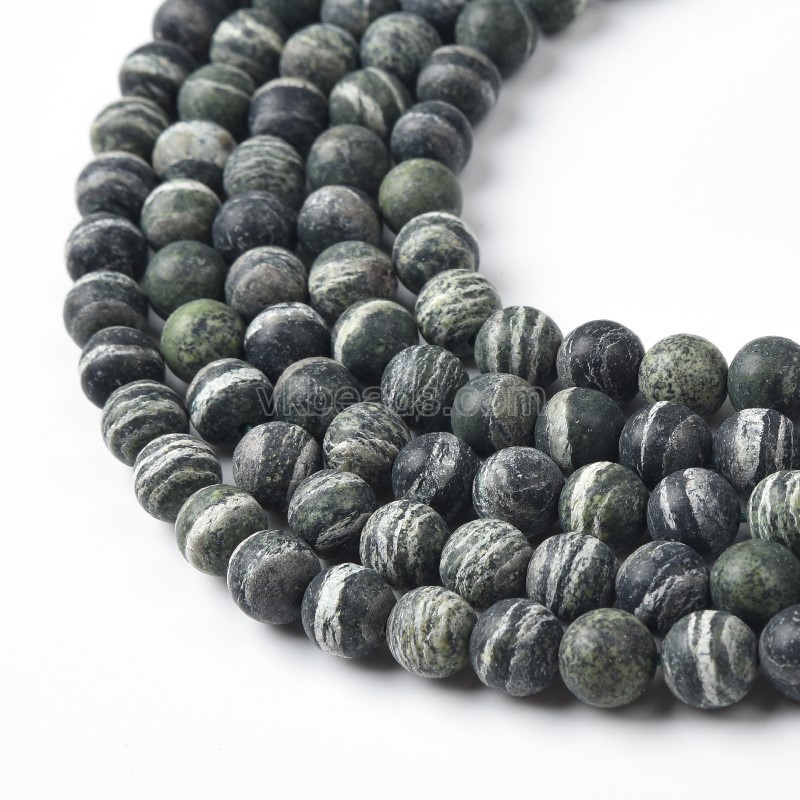 Green Zebra Jasper Matte Round Beads Strands, Approx 4-10mm, 36-38cm/strand