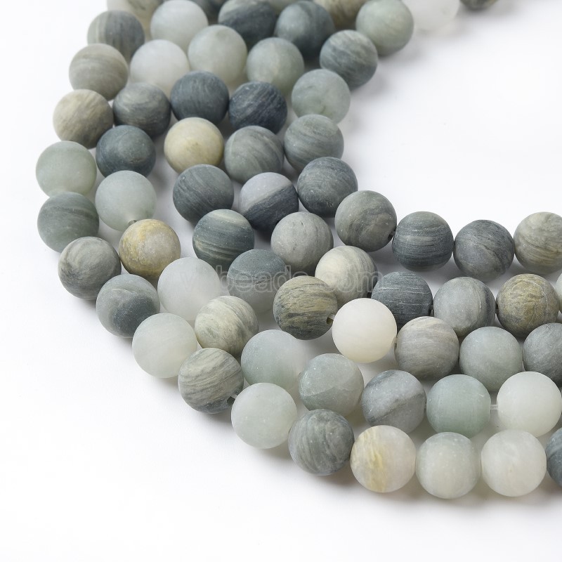 Green Line Jasper Matte Round Beads Strands, Approx 4-10mm, 36-38cm/strand