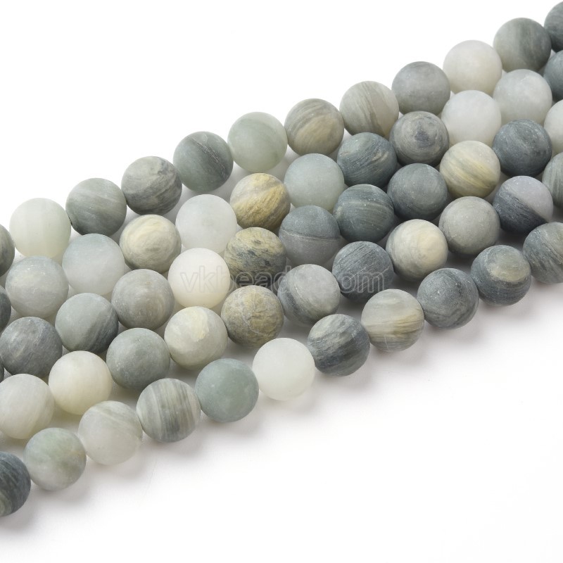 Green Line Jasper Matte Round Beads Strands, Approx 4-10mm, 36-38cm/strand