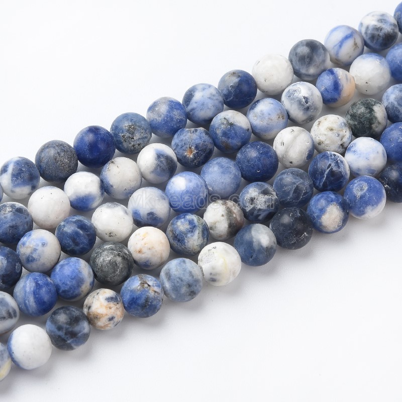 AB Grade Sodalite Matte Round Beads Strands, Approx 4-10mm, 36-38cm/strand