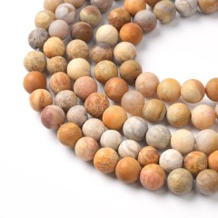 Yellow Chrysanthemum Stone Matte Round Beads Strands, Approx 4-10mm, 36-38cm/strand
