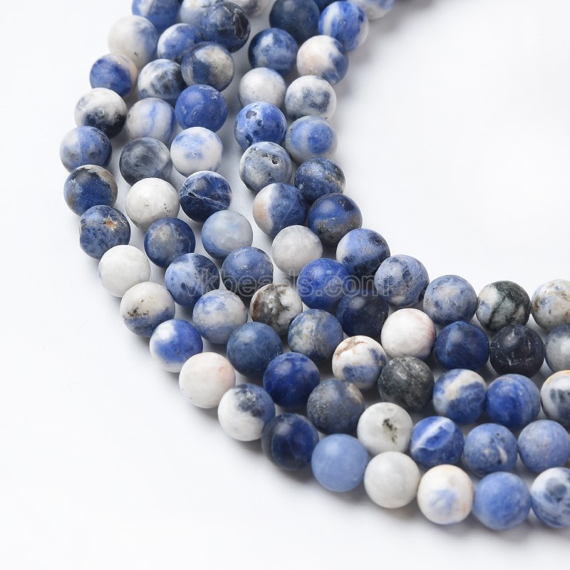 AB Grade Sodalite Matte Round Beads Strands, Approx 4-10mm, 36-38cm/strand