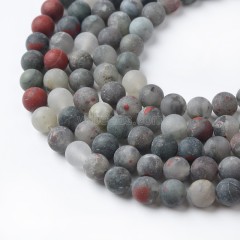 Blood Stone Matte Round Beads Strands, Approx 4-10mm, 36-38cm/strand