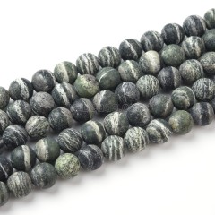 Green Zebra Jasper Matte Round Beads Strands, Approx 4-10mm, 36-38cm/strand