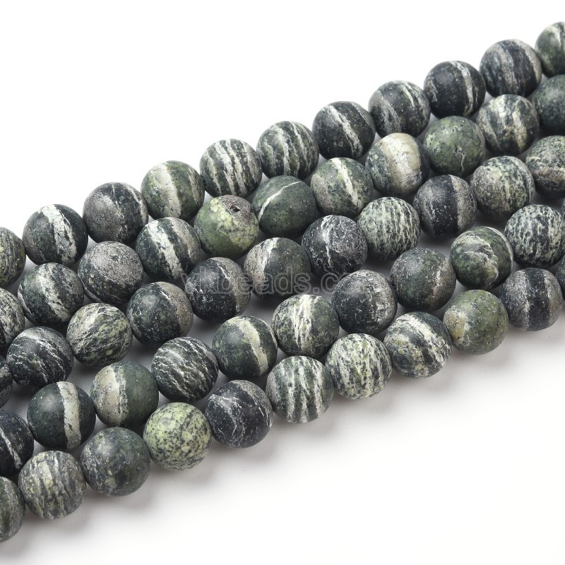 Green Zebra Jasper Matte Round Beads Strands, Approx 4-10mm, 36-38cm/strand