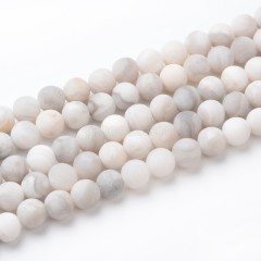 White Crazy Agate Matte Round Beads Strands, Approx 4-10mm, 36-38cm/strand