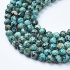 A Grade African Turquoise Faceted Round Beads Strands, Sharp Facet, Approx 4-8mm, 38cm/strand