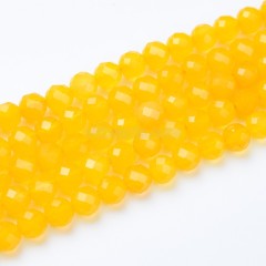 Yellow Agate Faceted Round Beads Strands, Sharp Facet, Approx 4-8mm, 38cm/strand