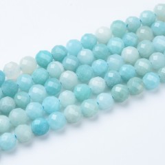 A Grade Amazonite Faceted Round Beads Strands, Sharp Facet, Approx 4-8mm, 38cm/strand