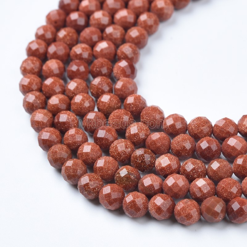 Gold Sandstone Faceted Round Beads Strands, Sharp Facet, Approx 4-8mm, 38cm/strand