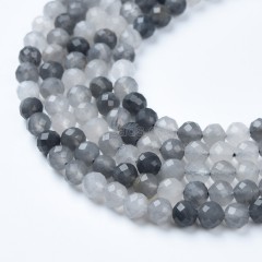 Cloud Quartz Faceted Round Beads Strands, Sharp Facet, Approx 4-8mm, 38cm/strand