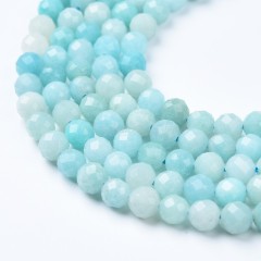 A Grade Amazonite Faceted Round Beads Strands, Sharp Facet, Approx 4-8mm, 38cm/strand