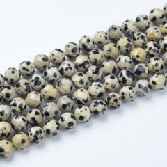 Dalmatian Jasper Faceted Round Beads Strands, Sharp Facet, Approx 4-8mm, 38cm/strand