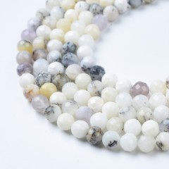 Moss Opal Faceted Round Beads Strands, Sharp Facet, Approx 4-8mm, 38cm/strand