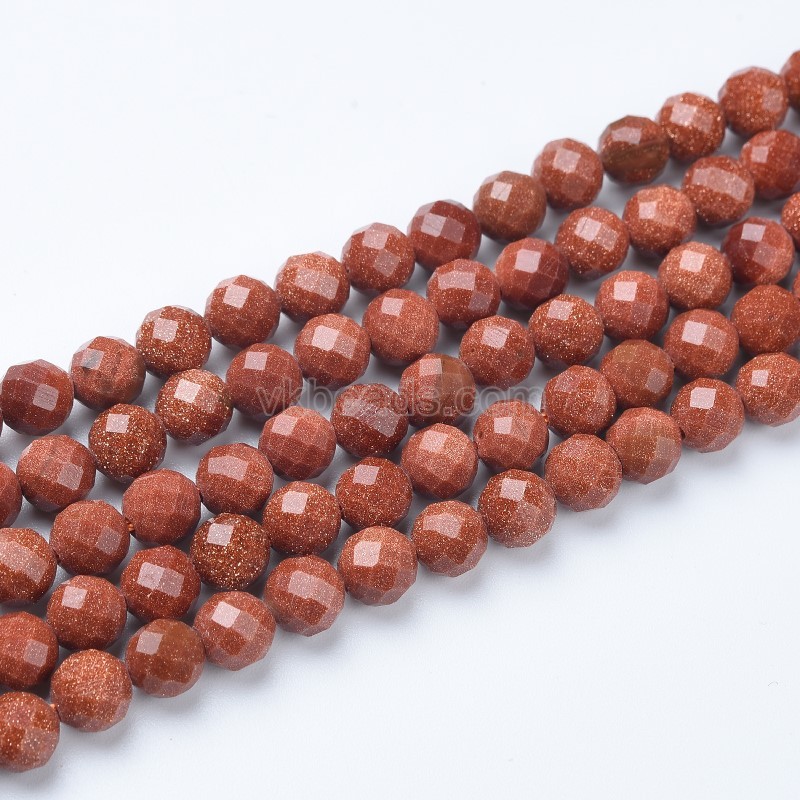 Gold Sandstone Faceted Round Beads Strands, Sharp Facet, Approx 4-8mm, 38cm/strand