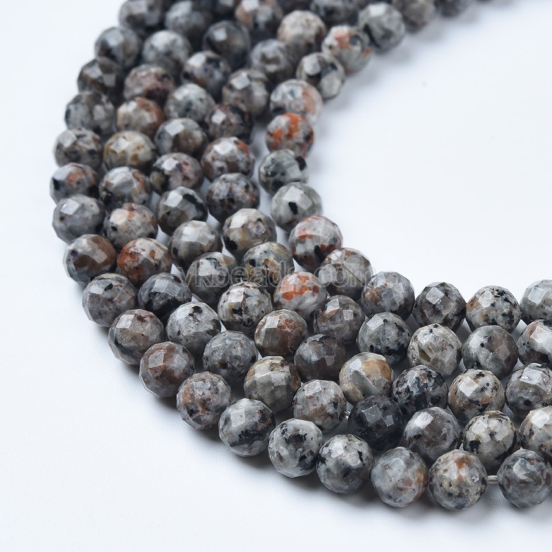 Yooperlite Faceted Round Beads Strands, Sharp Facet, Approx 4-8mm, 38cm/strand