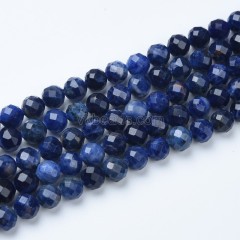 Sodalite Faceted Round Beads Strands, Sharp Facet, Approx 4-8mm, 38cm/strand
