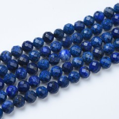 Lapis Lazuli Faceted Round Beads Strands, Sharp Facet, Approx 4-8mm, 38cm/strand