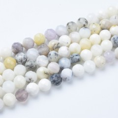 Moss Opal Faceted Round Beads Strands, Sharp Facet, Approx 4-8mm, 38cm/strand