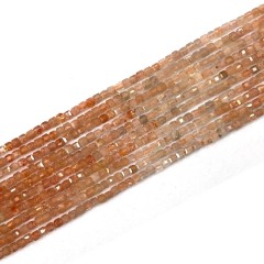 Gradient Gold Spot Sunstone Faceted Cubes, Approx 2mm, 38cm/strand