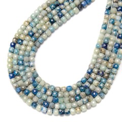 Blue Calcite Faceted Cubes, Approx 4mm, 38cm/strand