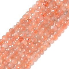 Natural Gold Spot Sunstone Faceted Coins, Approx 4mm, 38-40cm/strand
