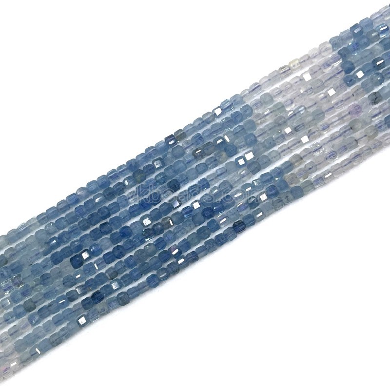 Gradient Aquamarine Faceted Cubes, Approx 2mm, 38cm/strand