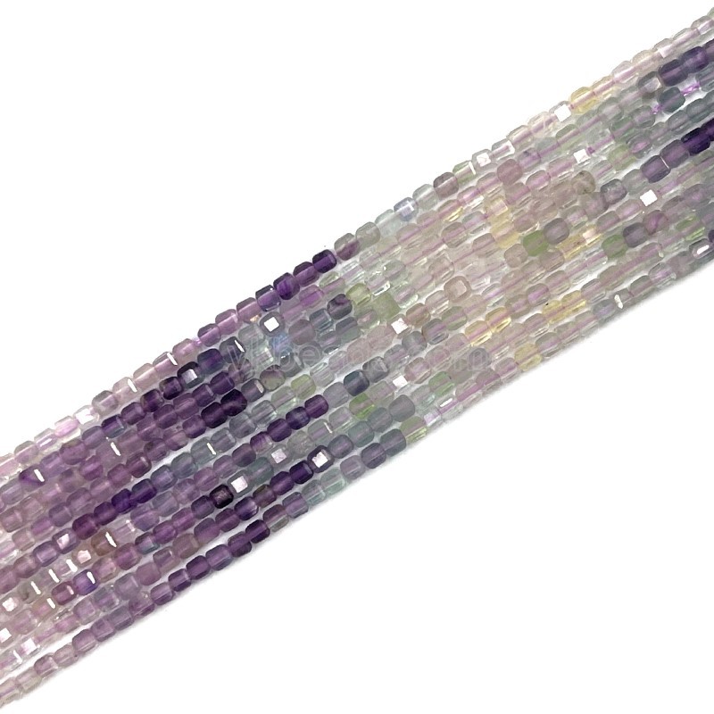 Gradient Fluorite Faceted Cubes, Approx 2mm, 38cm/strand