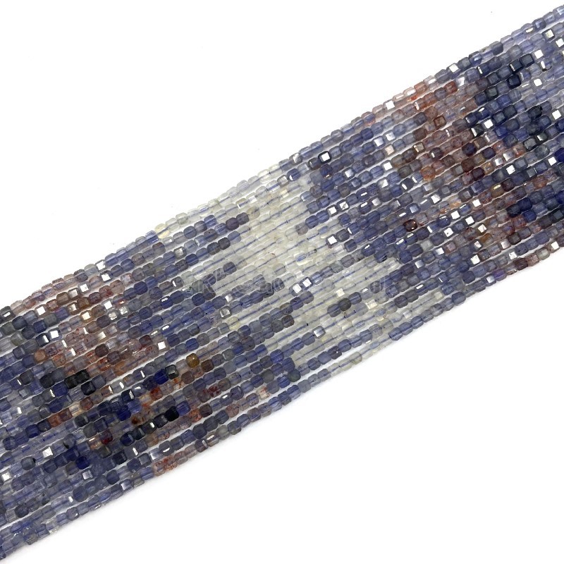 Gradient Iolite Faceted Cubes, Approx 2mm, 38cm/strand