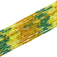 Yellow&Green Agate Faceted Rounds, Approx 4mm, 38cm/strand