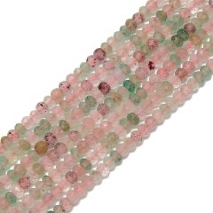Natural Red&Green Strawberry Quartz Faceted Rondelles, Approx 2x3mm, 38cm/strand