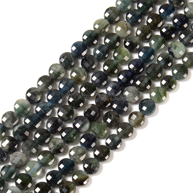 Natural  Blue Tourmaline Faceted Coins, Approx 4mm, 38-40cm/strand