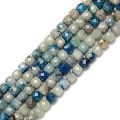 Blue Calcite Faceted Cubes, Approx 4mm, 38cm/strand