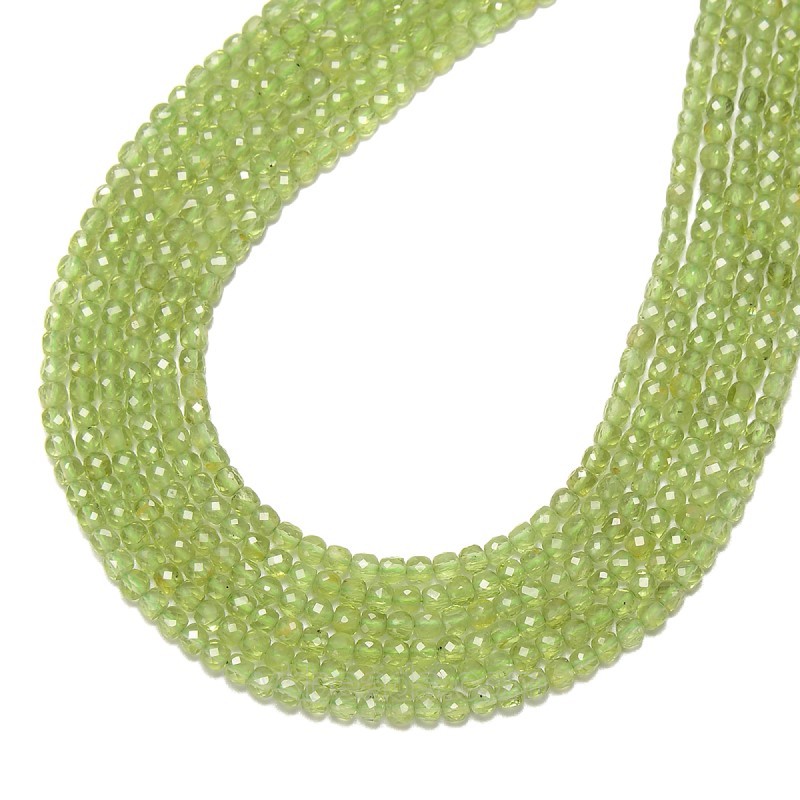 Peridot Faceted Cubes, Approx 2.5mm, 38cm/strand