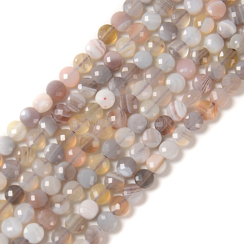 Botswana Agate Faceted Coins, Approx 4mm, 38-40cm/strand