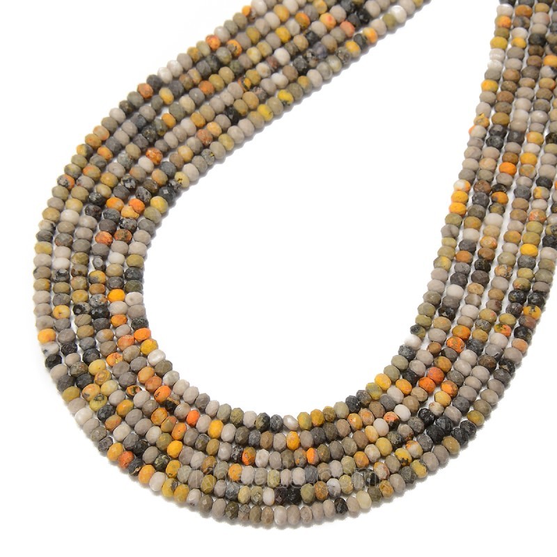 Natural Bumble Bee Jasper Faceted Rondelles, Approx 2x3-3x4mm, 38cm/strand