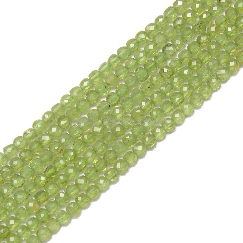Peridot Faceted Cubes, Approx 2.5mm, 38cm/strand