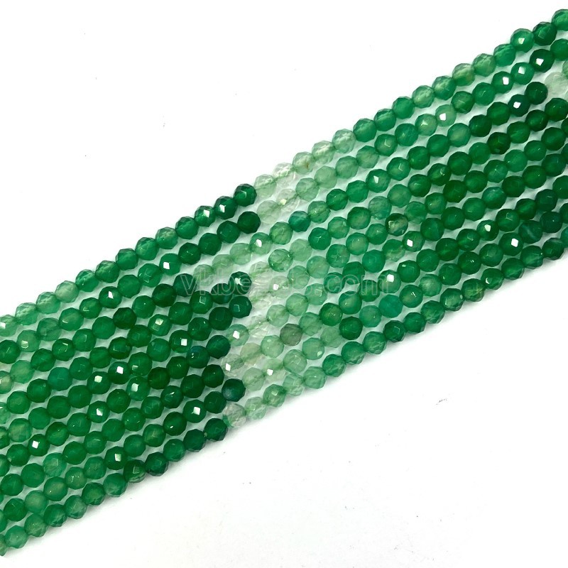 Gradient Green Agate Faceted Rounds, Approx 4mm, 38cm/strand